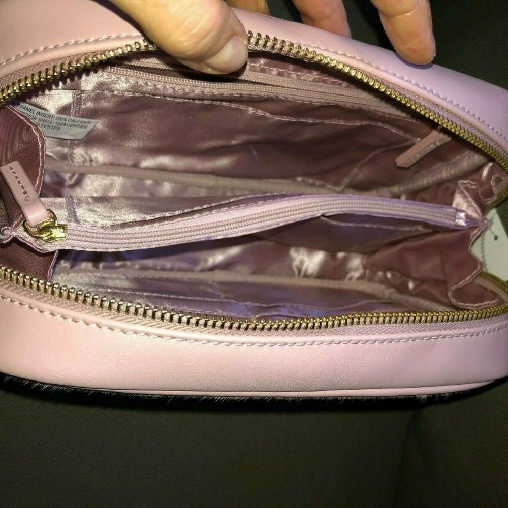 JOY & IMAN Leather & Calf Hair Crossbody Bag BLUSH - Picture 5 of 8